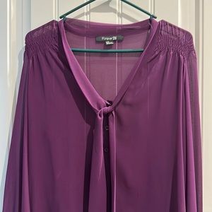 Sheer purple button down